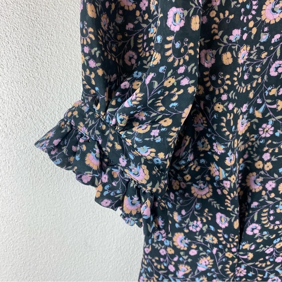 Selkie The Bistro Blouse Puffed Sleeve Button Floral Top Women's Multicolor XS - Picture 9 of 11